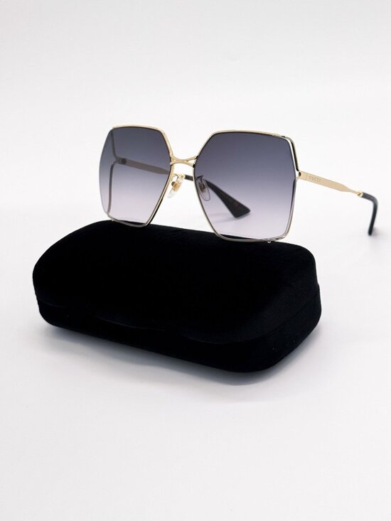 NEW GUCCI SUNGLASSES GG0817S 001 GOLD/GRAY SQUARE WOMEN GUCCI EYEWEAR main image 10